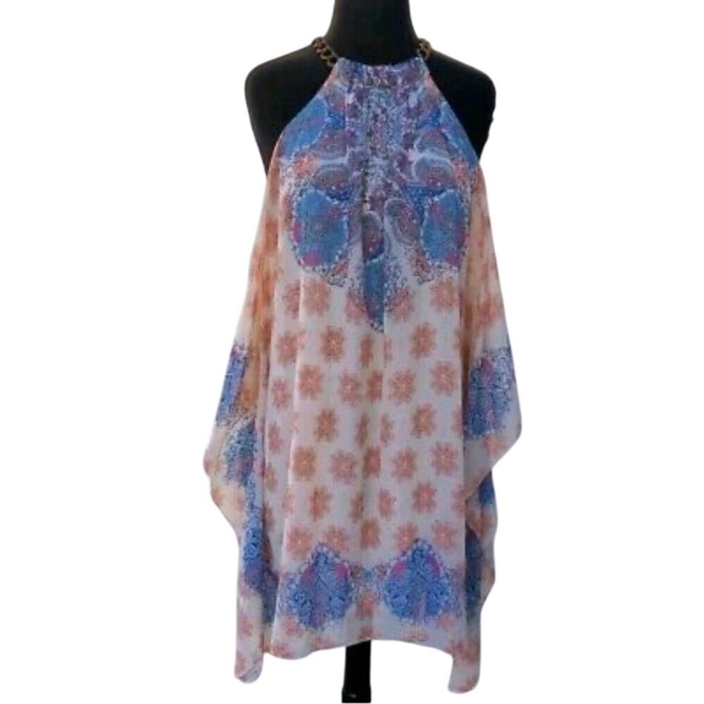 Bisou Bisou Women’s Michelle‎ Bohbot Tank Scarf Slip Dress Chain Link Neck Sz 10
